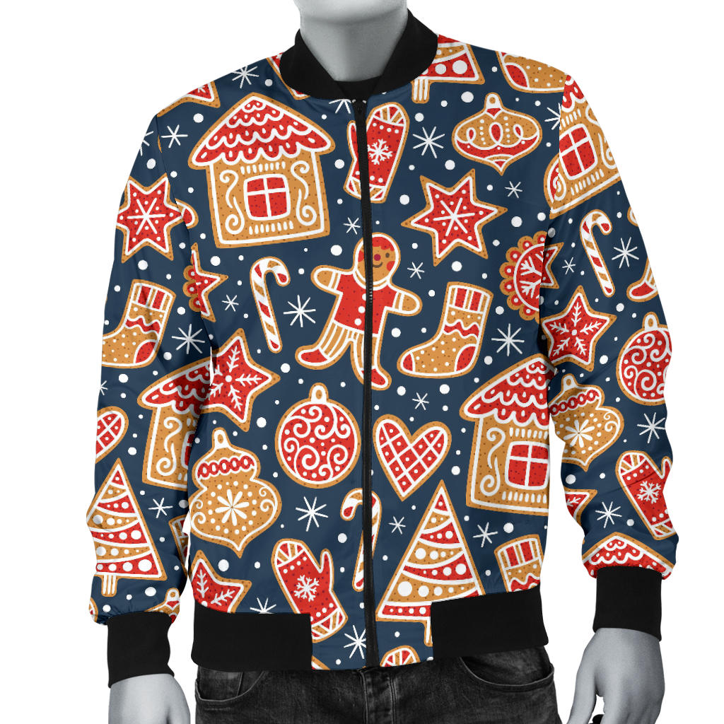 Gingerbread Pattern Print Design 03 Men Bomber Jacket
