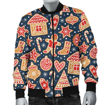 Gingerbread Pattern Print Design 03 Men Bomber Jacket