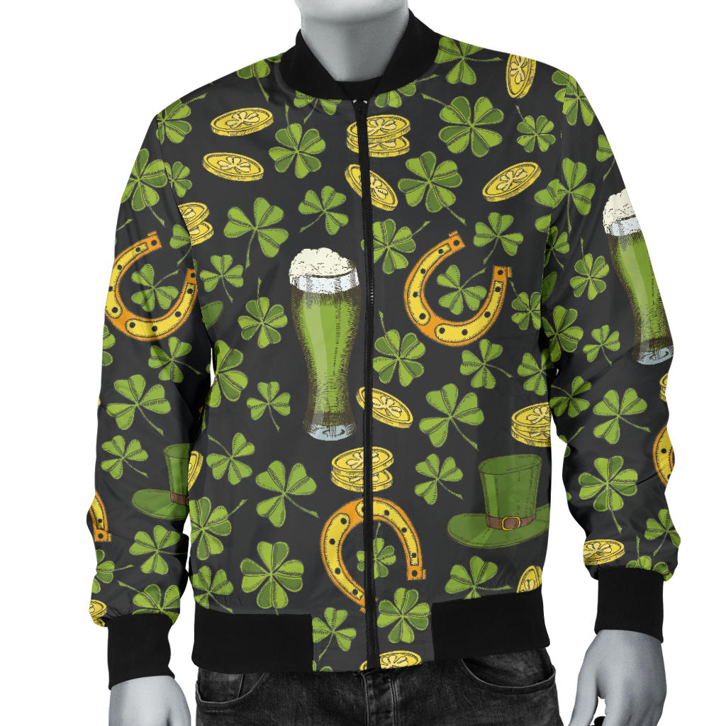 Clover St Patricks Pattern Print Design 03 Men Bomber Jacket
