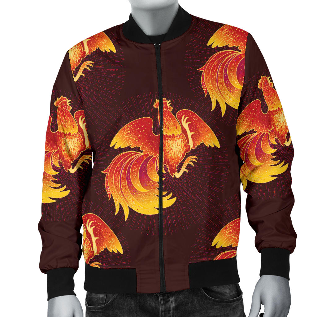 Rooster Pattern Print Design A04 Men Bomber Jacket