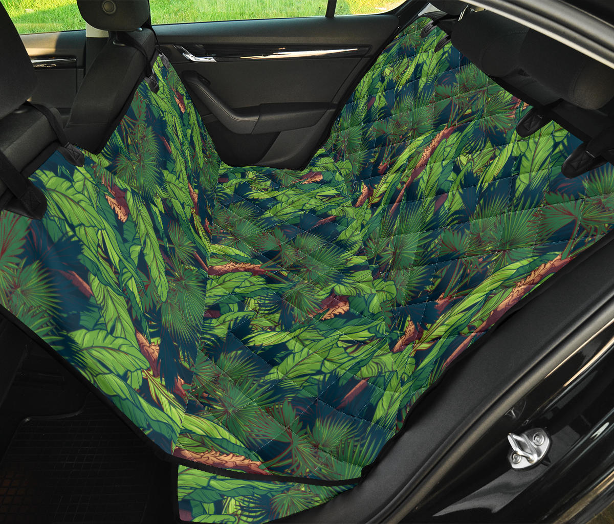 Rainforest Pattern Print Design A01 Rear Dog Car Seat Cover Hammock