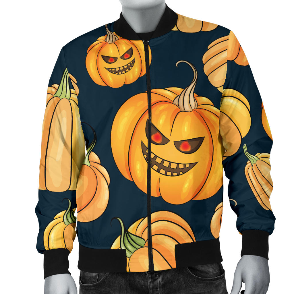 Pumpkin Halloween Pattern Print Design A04 Men Bomber Jacket