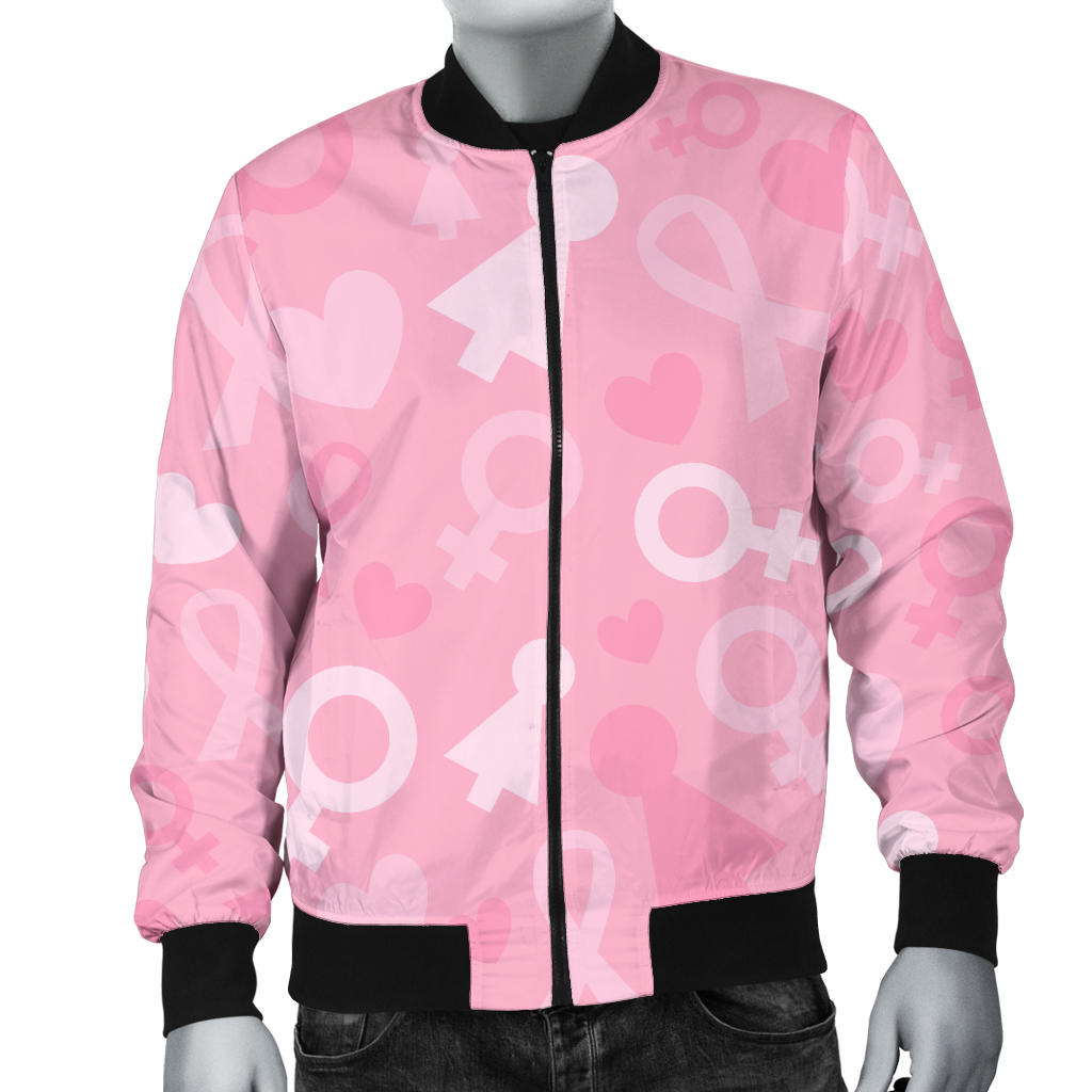 Breast cancer Pattern Print Design 01 Men Bomber Jacket