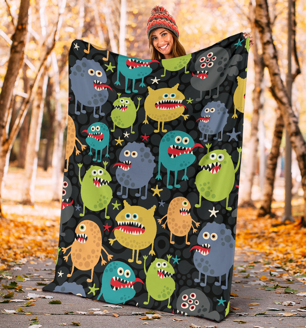 Monster Pattern Print Design 01 Premium Blanket