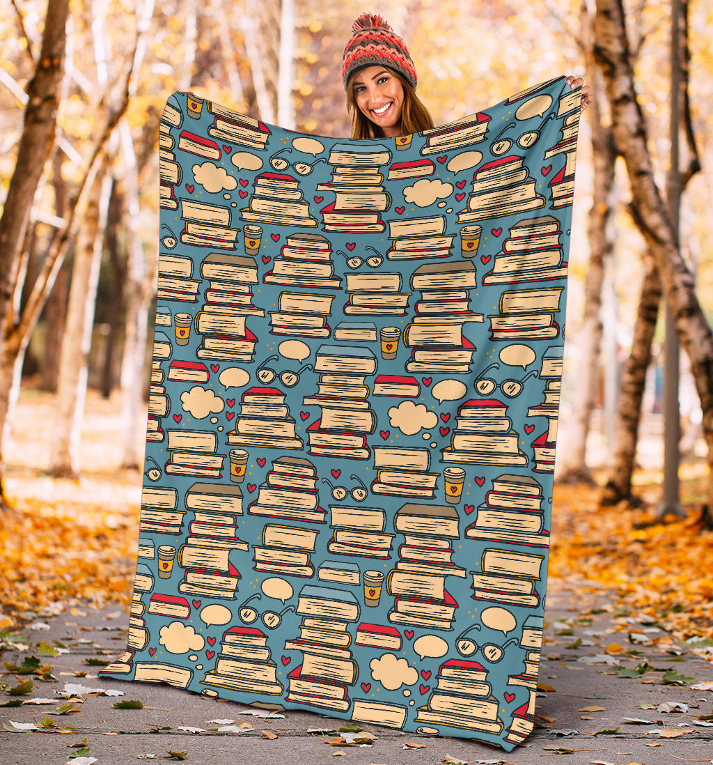 Book Pattern Print Design 03 Premium Blanket