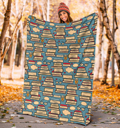Book Pattern Print Design 03 Premium Blanket