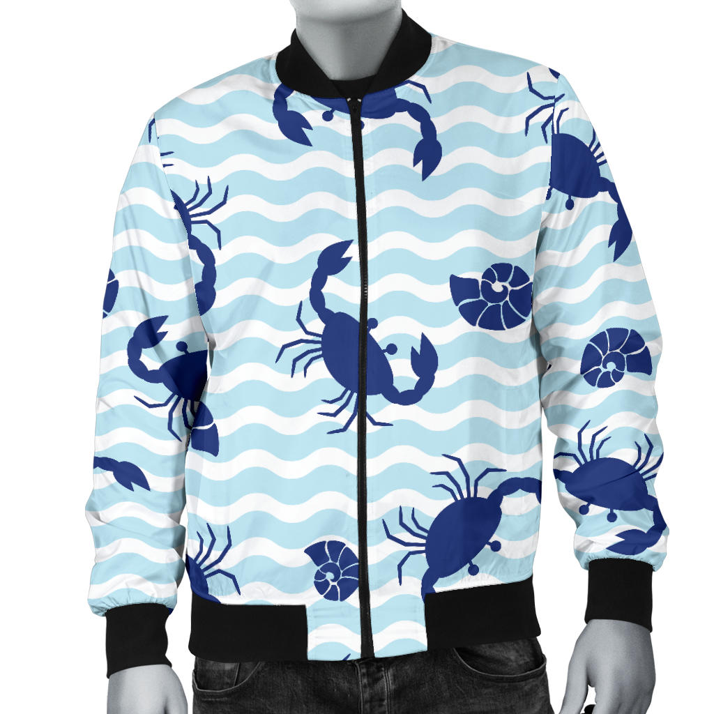 Crab Pattern Print Design 04 Men Bomber Jacket