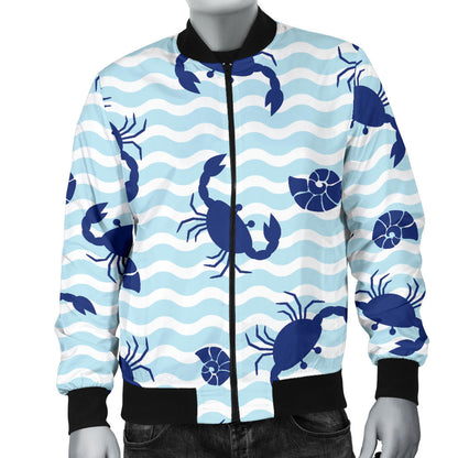 Crab Pattern Print Design 04 Men Bomber Jacket