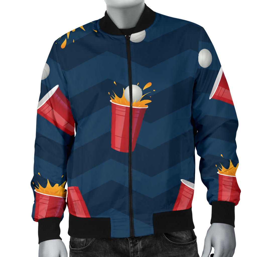 Beer Pong Pattern Print Design 01 Men Bomber Jacket