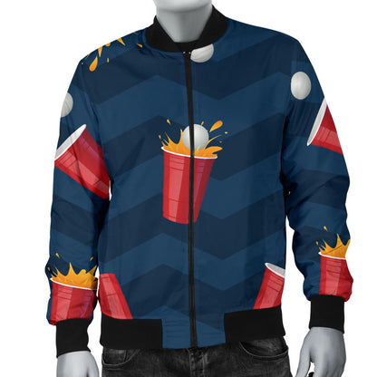 Beer Pong Pattern Print Design 01 Men Bomber Jacket