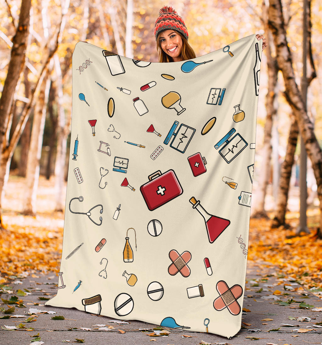 Nurse Pattern Print Design A04 Premium Blanket