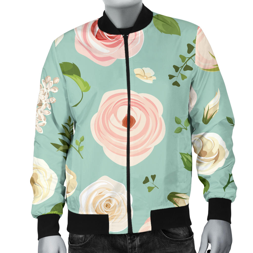 Lisianthus Pattern Print Design 01 Men Bomber Jacket