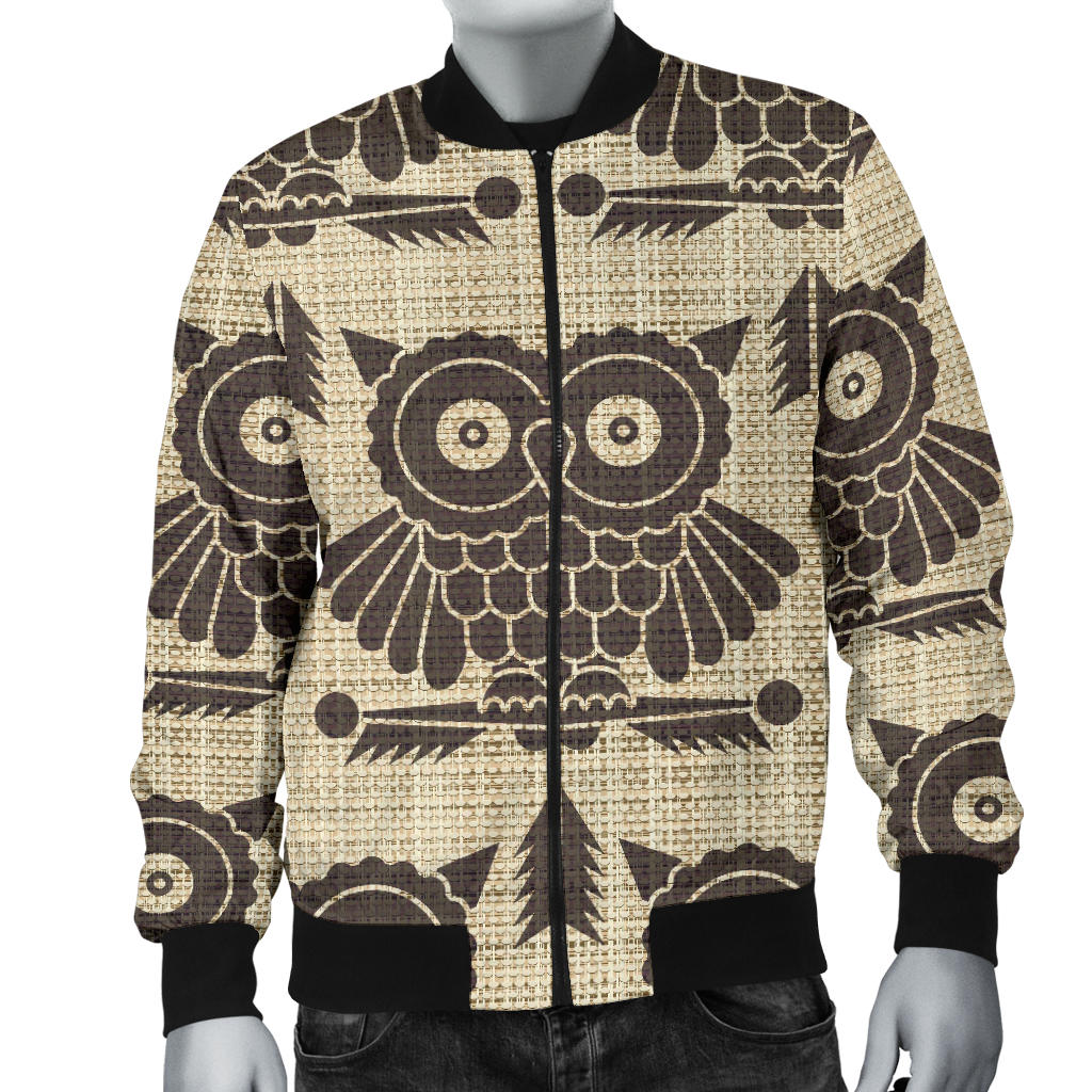 Owl Pattern Print Design A01 Men Bomber Jacket