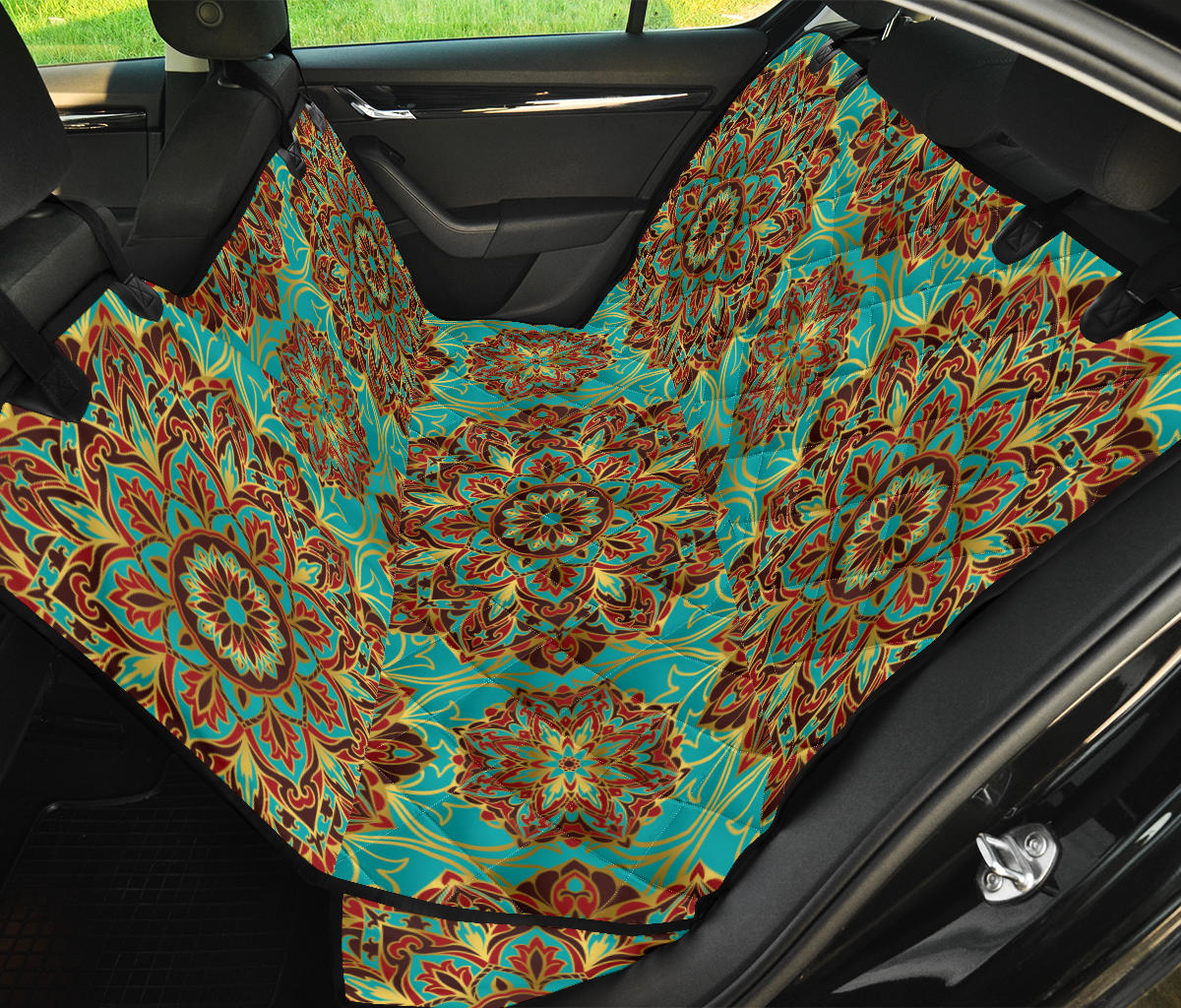 Medallion Pattern Print Design 02 Rear Dog Car Seat Cover Hammock