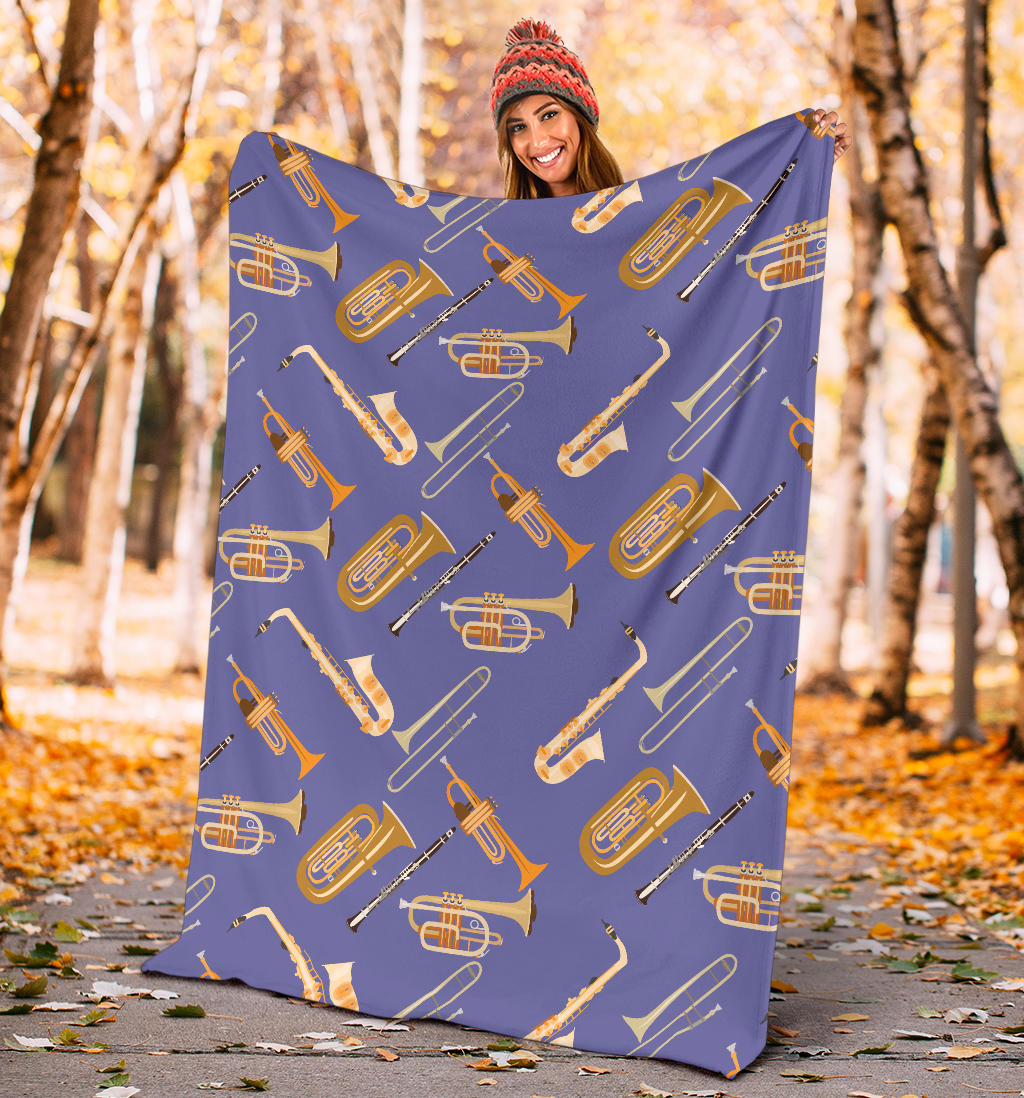 Trombone Pattern Print Design 02 Premium Blanket