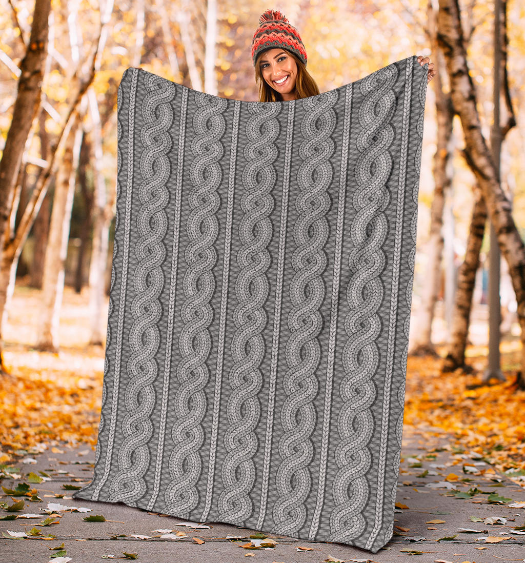 Cable Knit Pattern Print Design 01 Premium Blanket