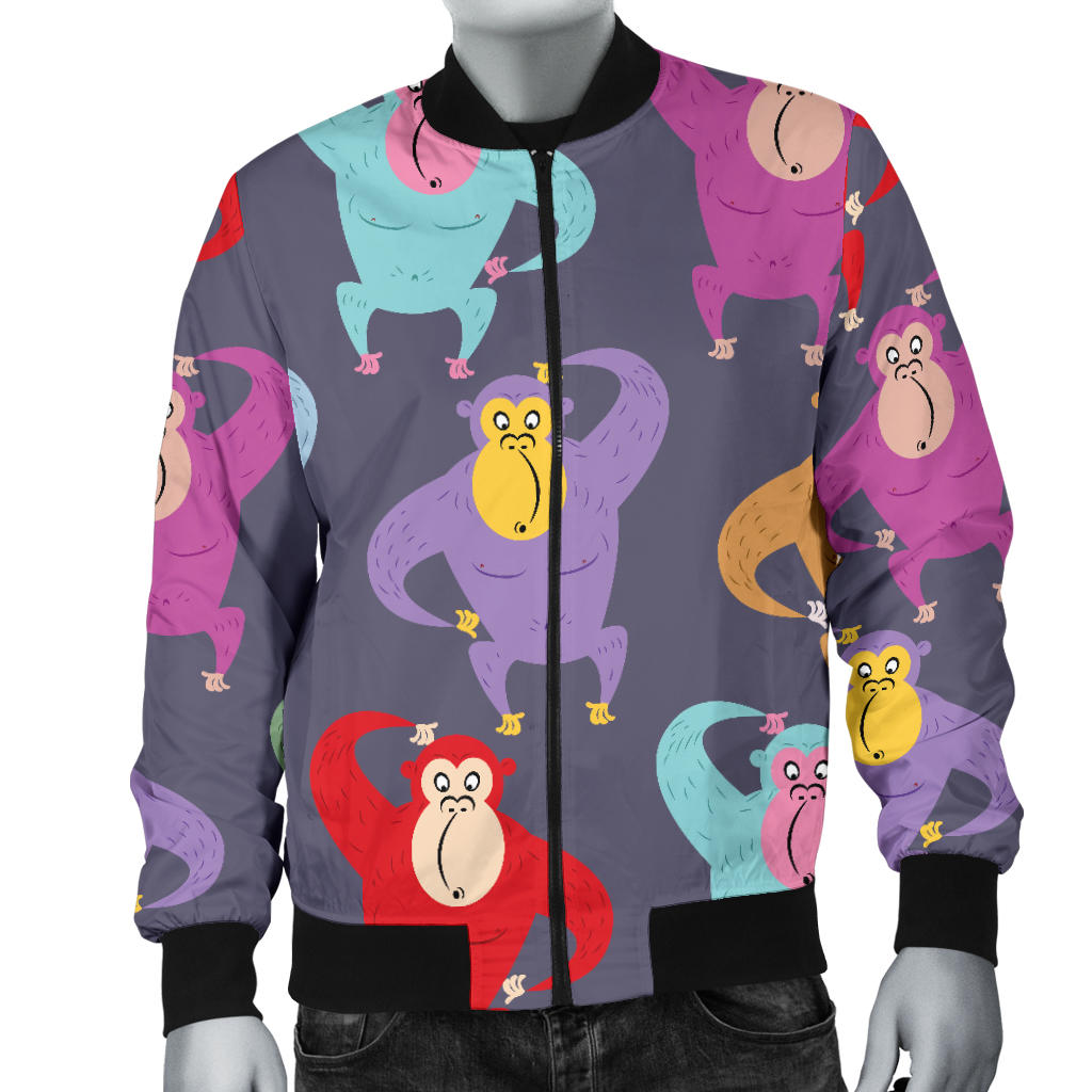 Chimpanzee Pattern Print Design 03 Men Bomber Jacket