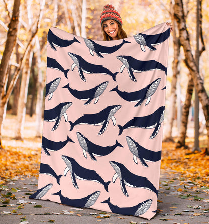 Humpback Whale Pattern Print Design 02 Premium Blanket