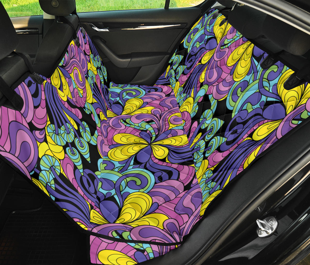 Psychedelic Pattern Print Design A04 Rear Dog Car Seat Cover Hammock