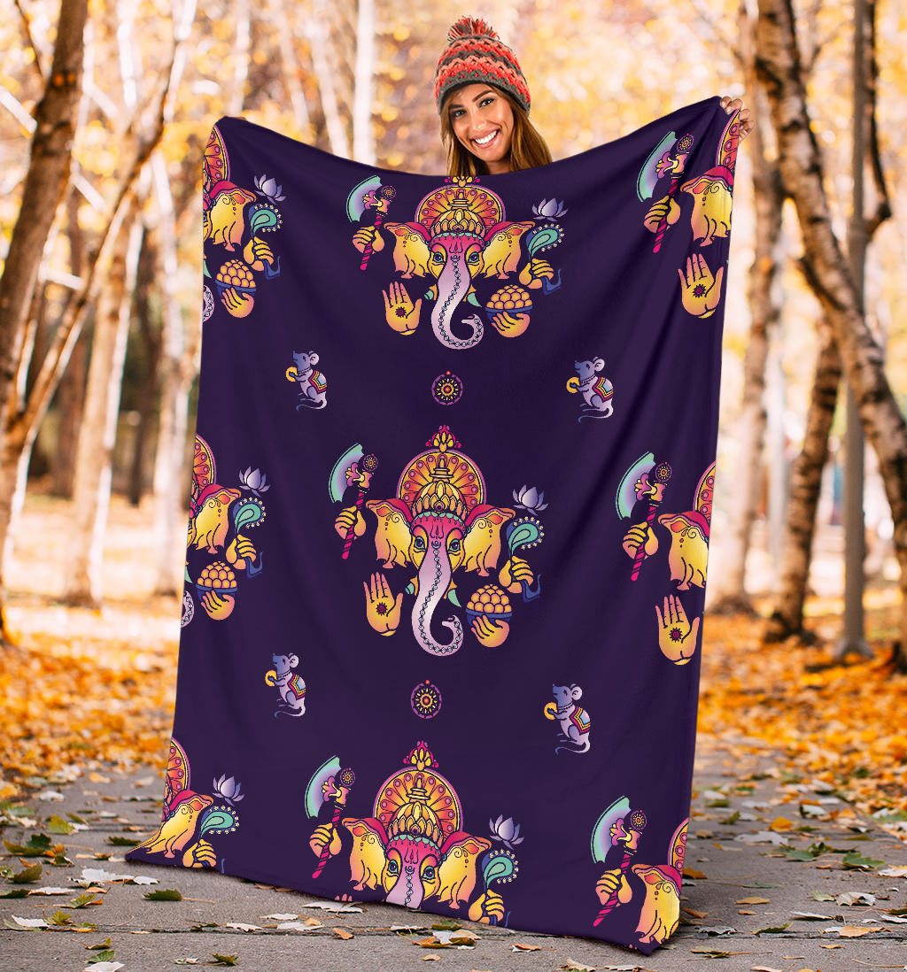 Ganesha Pattern Print Design 04 Premium Blanket