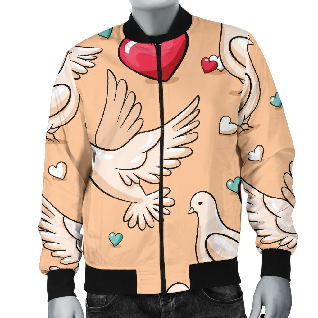 Pigeon Heart Pattern Print Design 04 Men Bomber Jacket