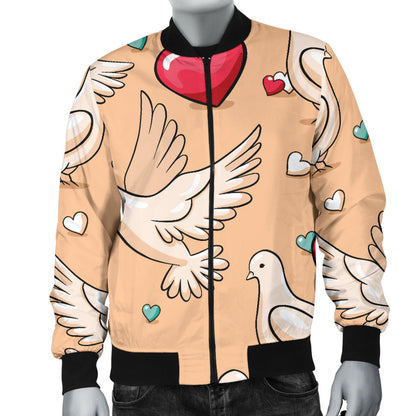 Pigeon Heart Pattern Print Design 04 Men Bomber Jacket