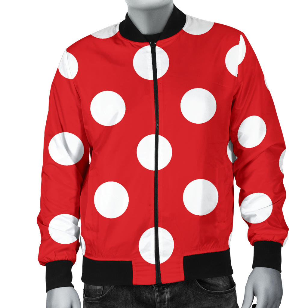 Polka Dot Red Pattern Print Design 04 Men Bomber Jacket