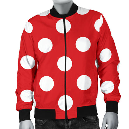 Polka Dot Red Pattern Print Design 04 Men Bomber Jacket