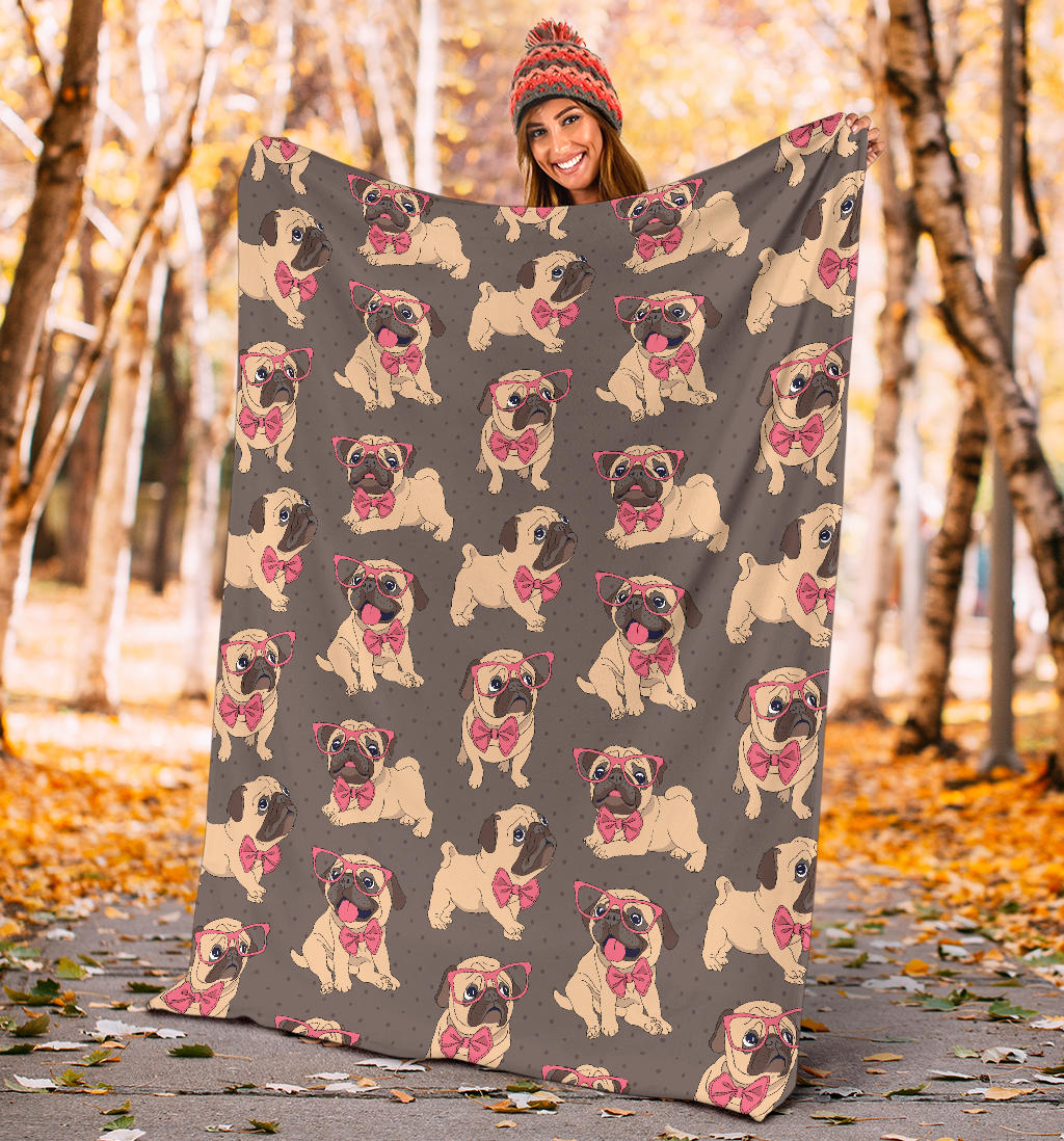 Pug Pattern Print Design A05 Premium Blanket