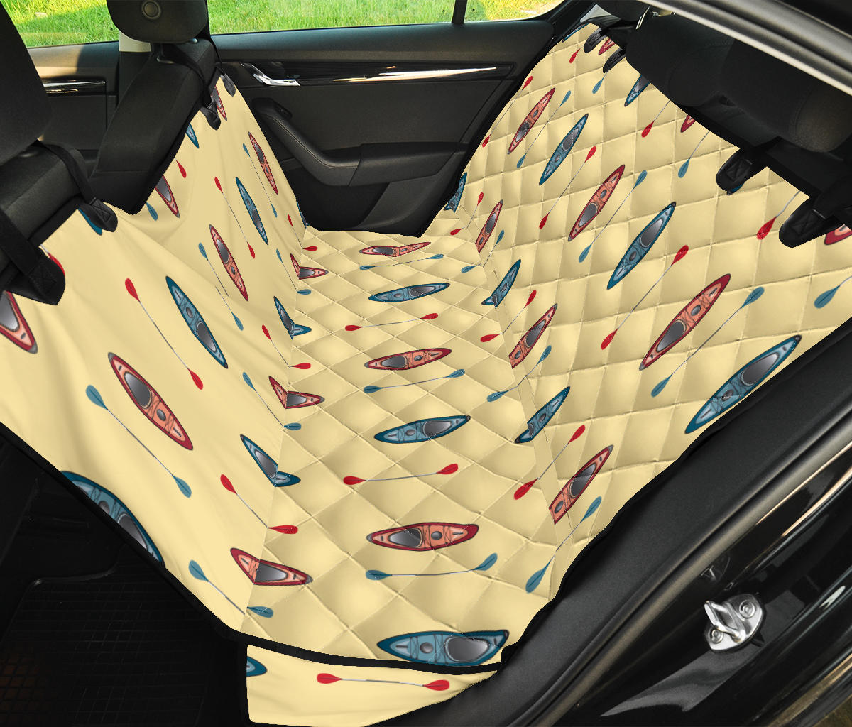 Kayak Pattern Print Design 02 Rear Dog Car Seat Cover Hammock