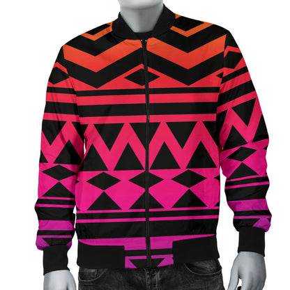 Rainbow Tribal Pattern Print Design A02 Men Bomber Jacket
