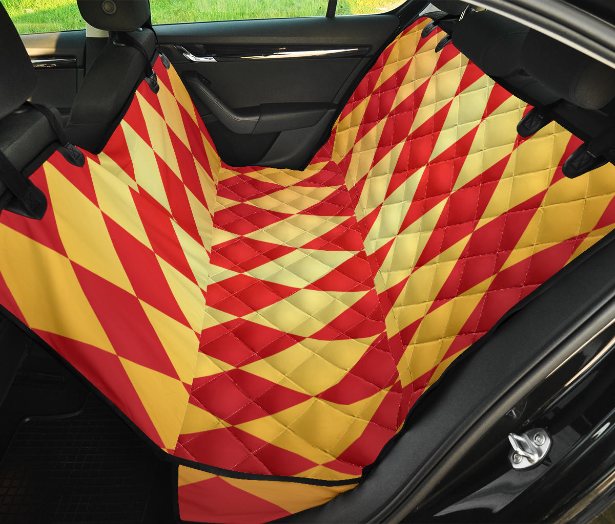 Harlequin Pattern Print Design 03 Rear Dog Car Seat Cover Hammock