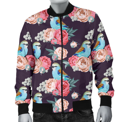 Bluebird Pattern Print Design 02 Men Bomber Jacket