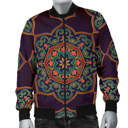 Medallion Pattern Print Design 03 Men Bomber Jacket