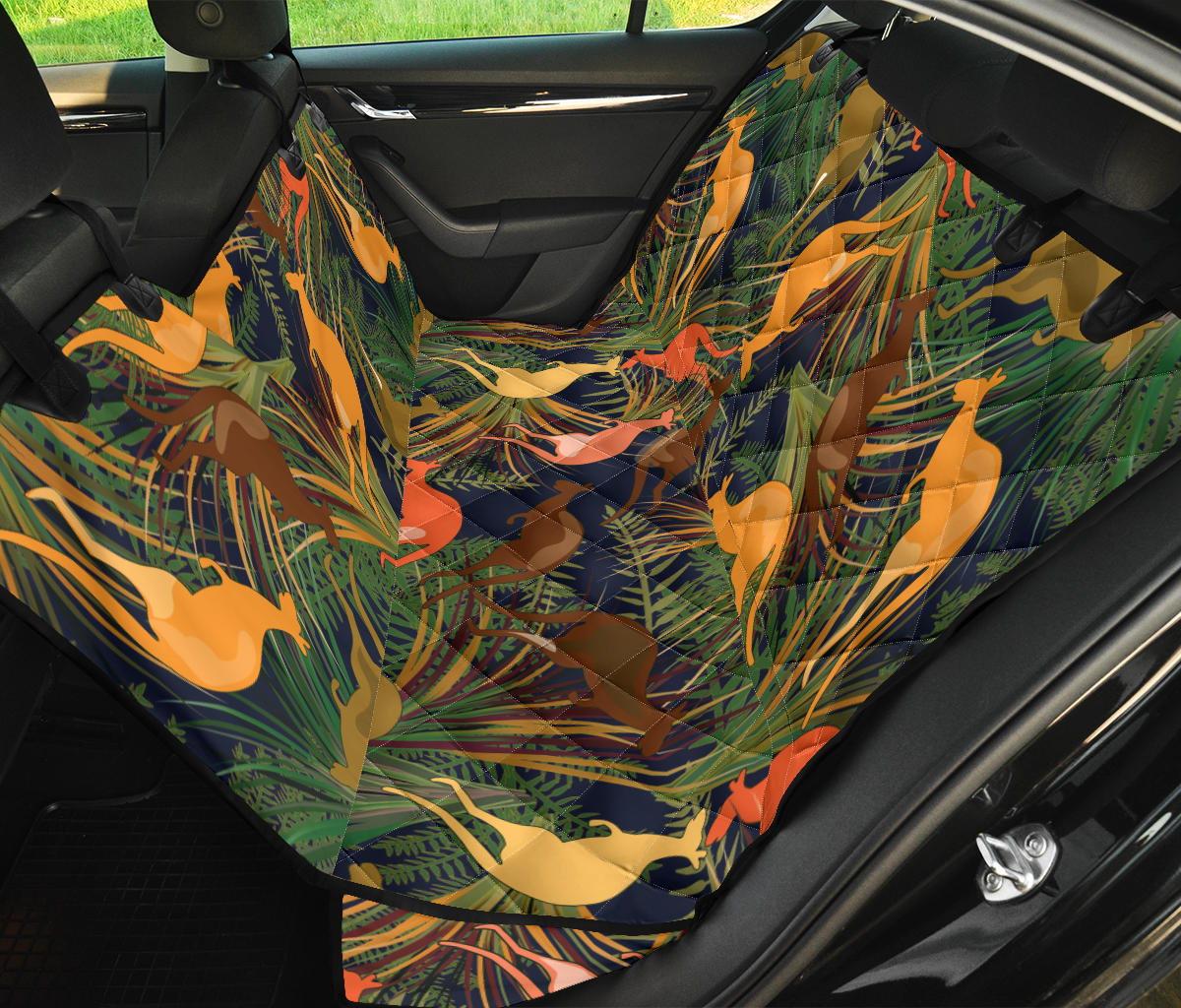 Kangaroos Pattern Print Design 07 Rear Dog Car Seat Cover Hammock