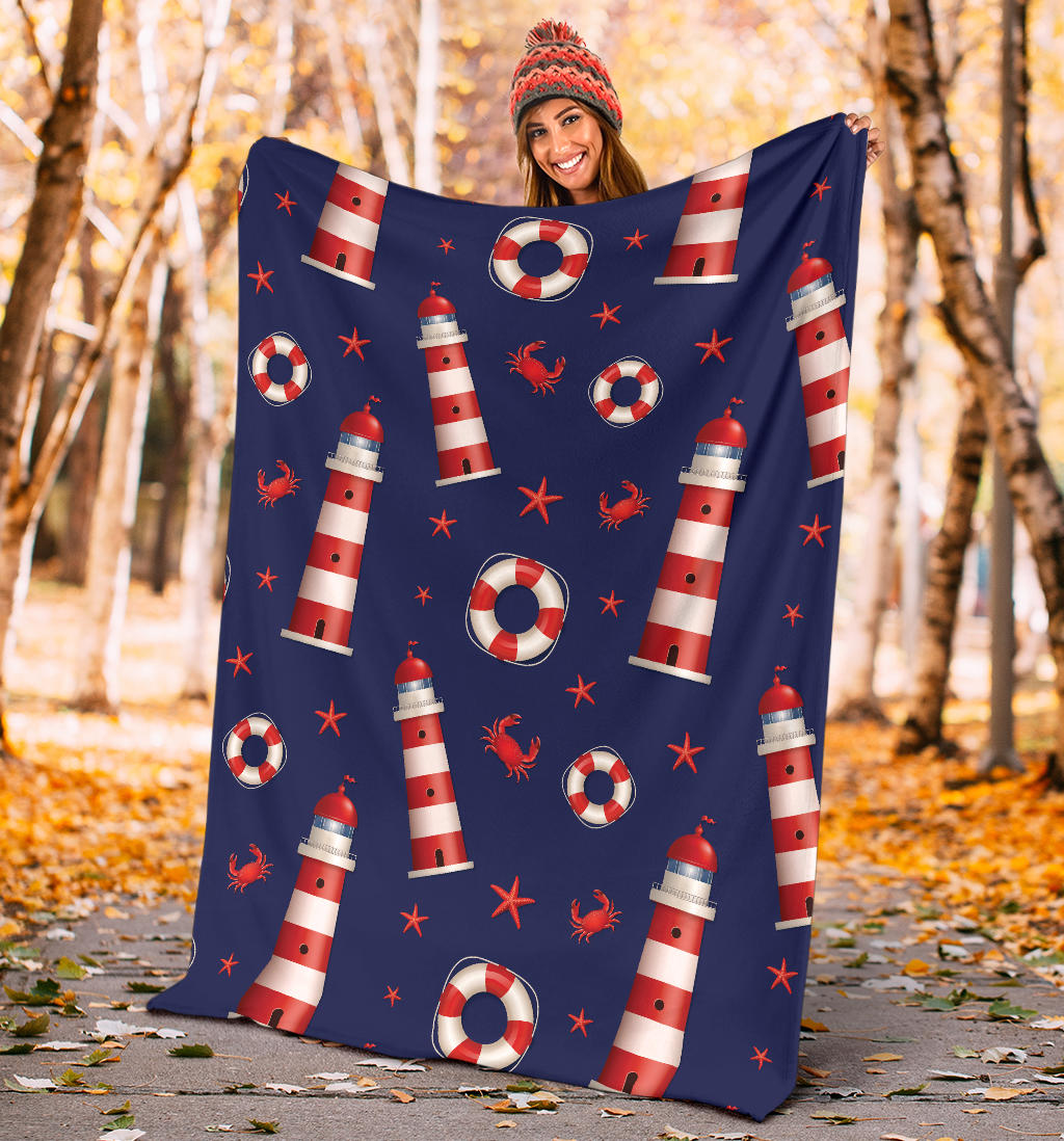 Nautical Pattern Print Design A03 Premium Blanket