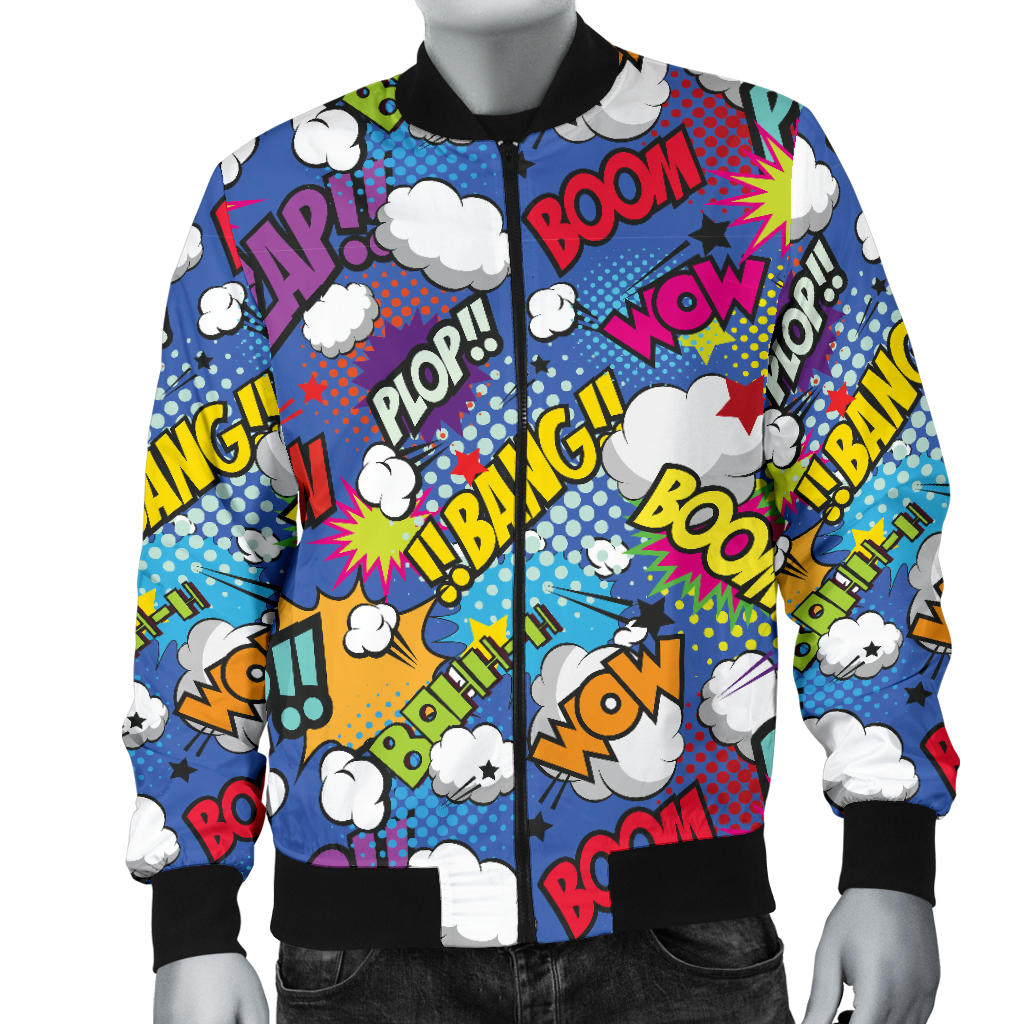 Comic Book Pattern Print Design 02 Men Bomber Jacket