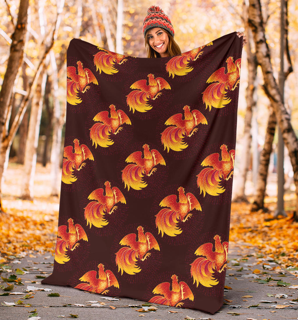 Rooster Pattern Print Design A04 Premium Blanket