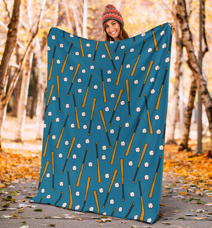 Baseball Pattern Print Design 01 Premium Blanket