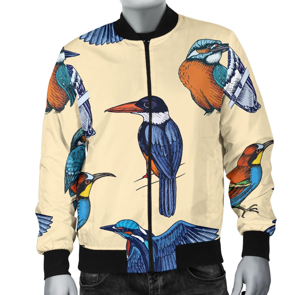 Kingfisher Bird Pattern Print Design 04 Men Bomber Jacket