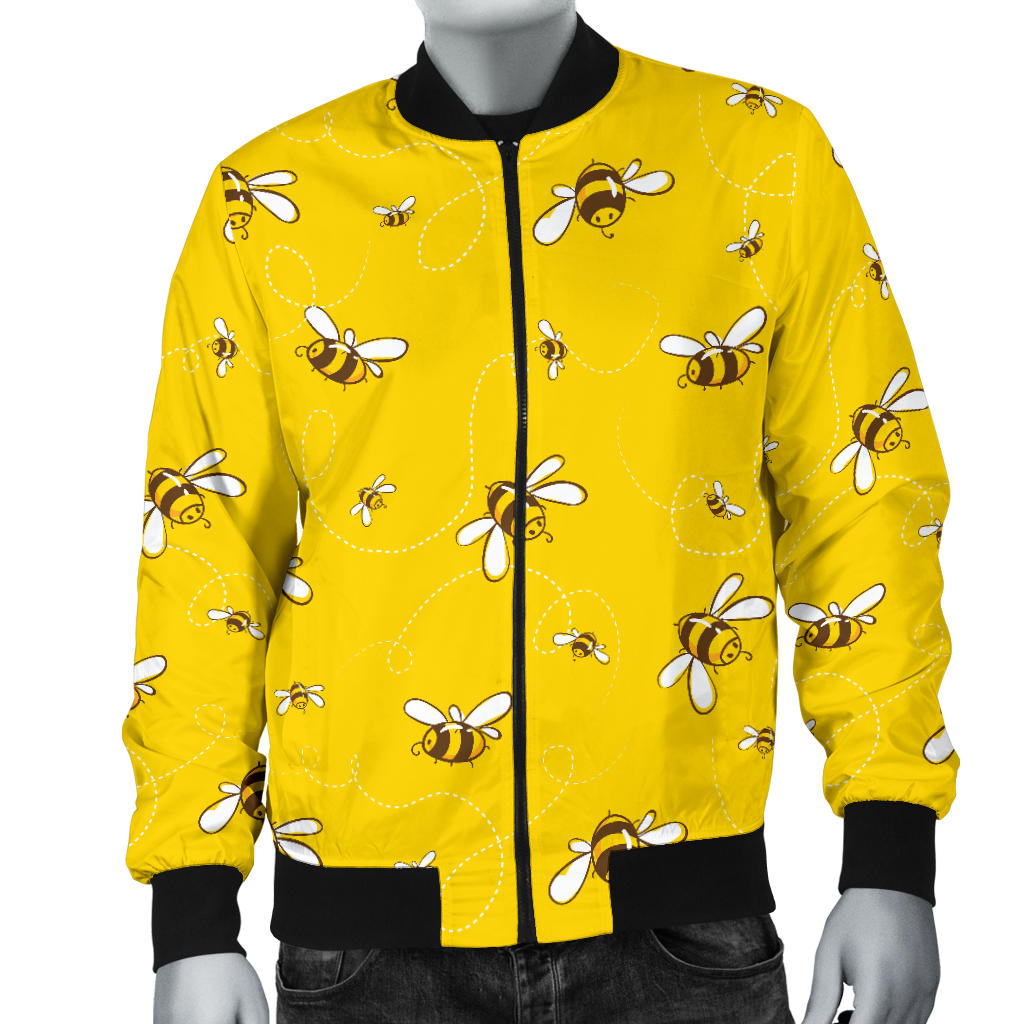 Bee Pattern Print Design 05 Men Bomber Jacket