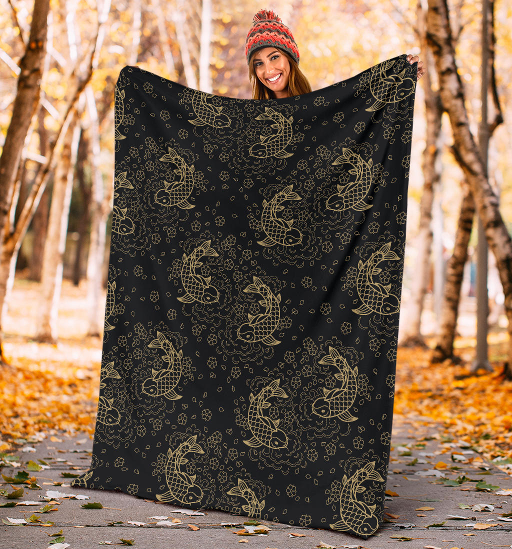 KOI Fish Pattern Print Design 02 Premium Blanket