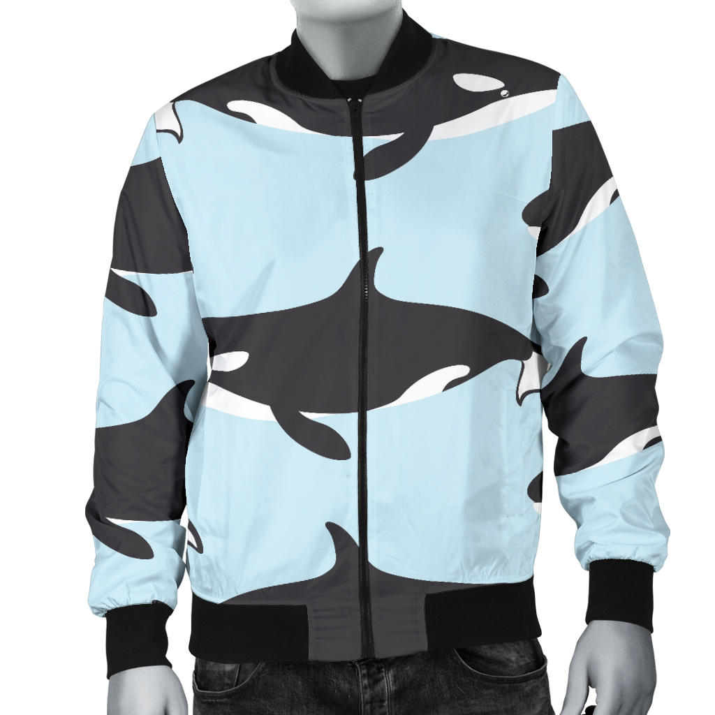 Killer Whale Pattern Print Design 01 Men Bomber Jacket