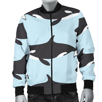 Killer Whale Pattern Print Design 01 Men Bomber Jacket