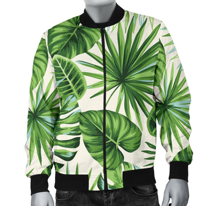 Palm Leaf Pattern Print Design A01 Men Bomber Jacket