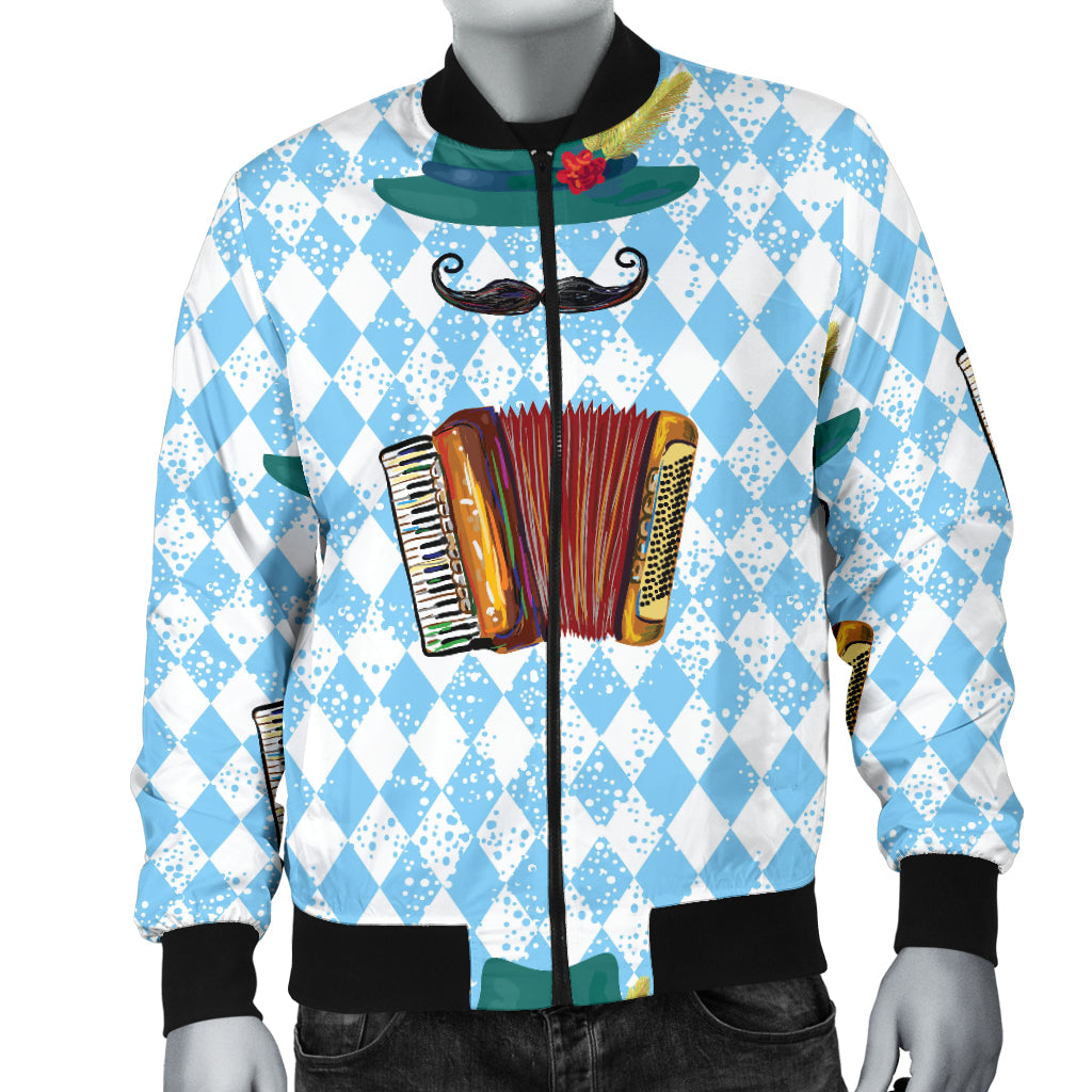 Accordion Mustache Pattern Print Design 01 Men Bomber Jacket