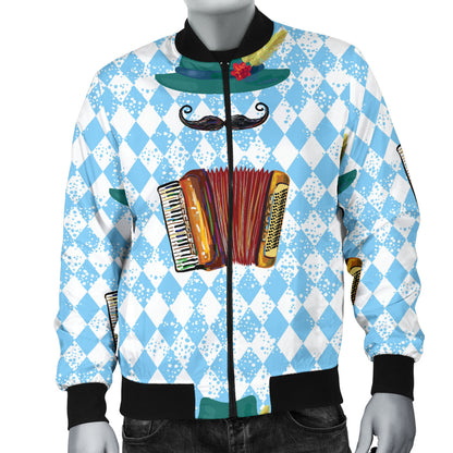 Accordion Mustache Pattern Print Design 01 Men Bomber Jacket