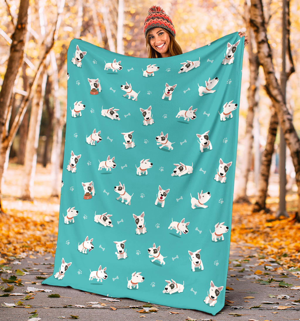 Bull Terriers Pattern Print Design 07 Premium Blanket