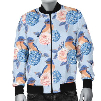 Bluebird Pattern Print Design 01 Men Bomber Jacket