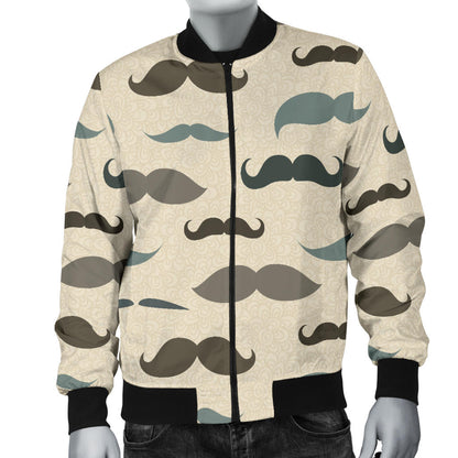 Mustache Pattern Print Design A01 Men Bomber Jacket